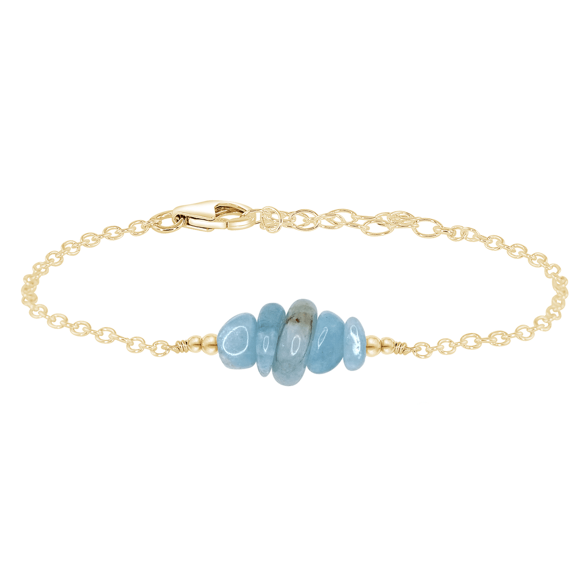 Chip Bead Bar Bracelet - Aquamarine - 14K Gold Fill - Luna Tide Handmade Jewellery
