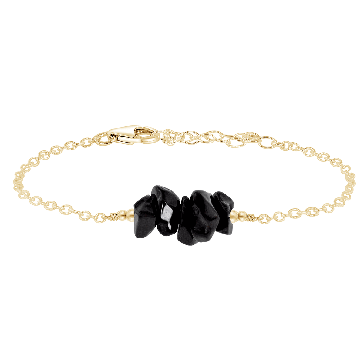Chip Bead Bar Bracelet - Black Onyx - 14K Gold Fill - Luna Tide Handmade Jewellery