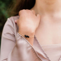 Chip Bead Bar Bracelet - Black Tourmaline - 14K Gold Fill - Luna Tide Handmade Jewellery