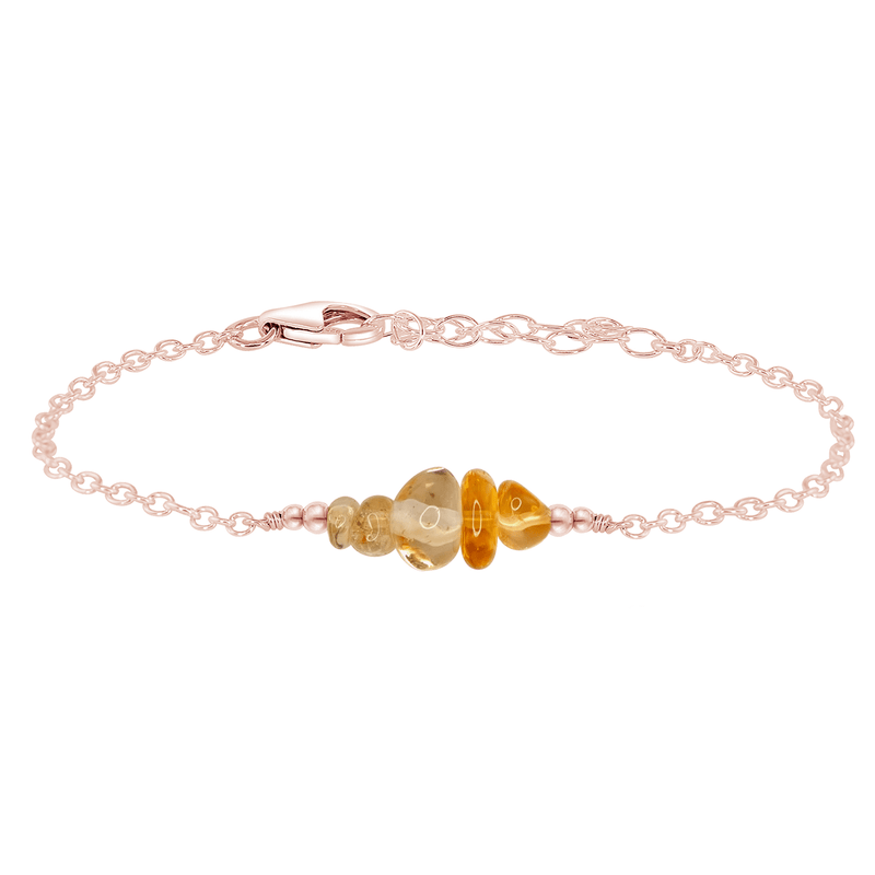 Chip Bead Bar Bracelet - Citrine - 14K Rose Gold Fill - Luna Tide Handmade Jewellery