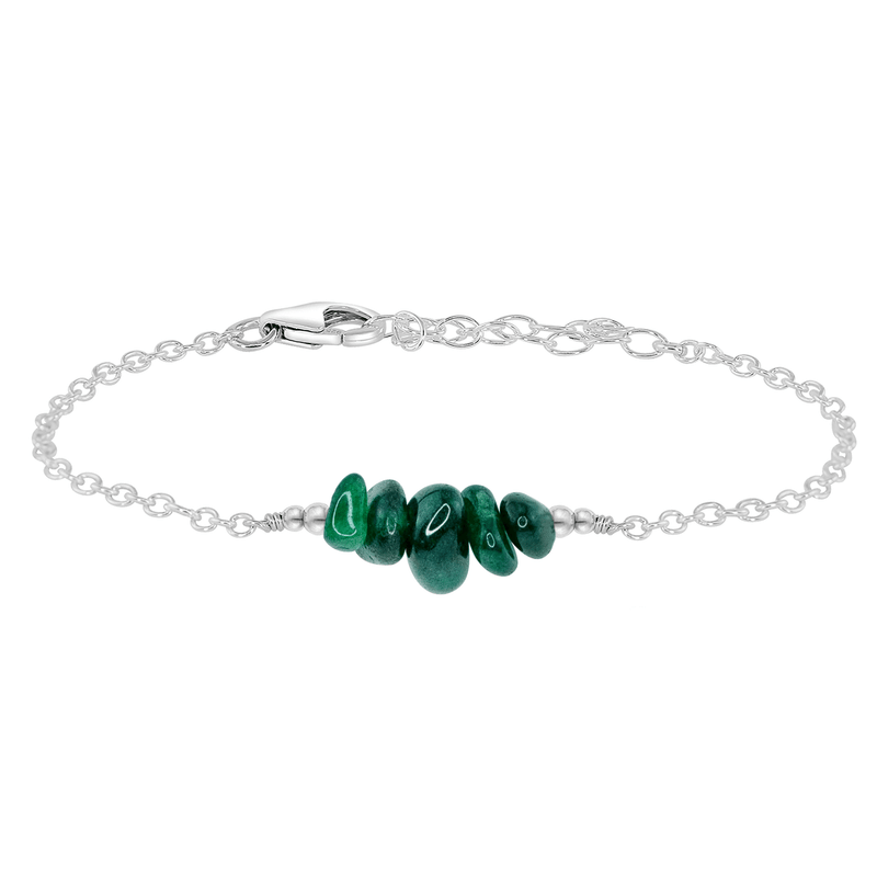 Chip Bead Bar Bracelet - Emerald - Sterling Silver - Luna Tide Handmade Jewellery