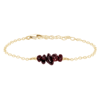 Chip Bead Bar Bracelet - Garnet - 14K Gold Fill - Luna Tide Handmade Jewellery