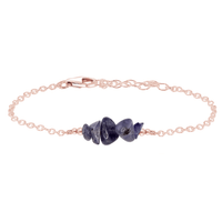Chip Bead Bar Bracelet - Iolite - 14K Rose Gold Fill - Luna Tide Handmade Jewellery
