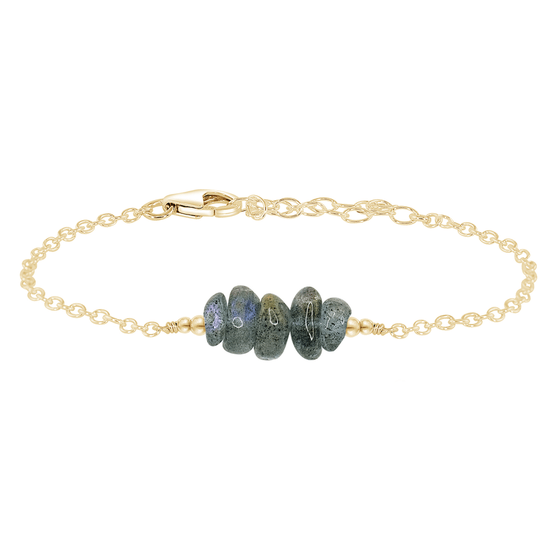 Chip Bead Bar Bracelet - Labradorite - 14K Gold Fill - Luna Tide Handmade Jewellery
