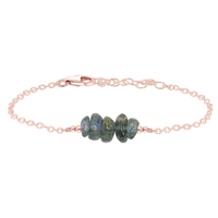 Chip Bead Bar Bracelet - Labradorite - 14K Rose Gold Fill - Luna Tide Handmade Jewellery