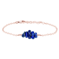 Chip Bead Bar Bracelet - Lapis Lazuli - 14K Rose Gold Fill - Luna Tide Handmade Jewellery