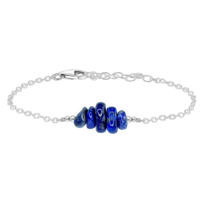 Chip Bead Bar Bracelet - Lapis Lazuli - Sterling Silver - Luna Tide Handmade Jewellery