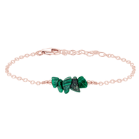 Chip Bead Bar Bracelet - Malachite - 14K Rose Gold Fill - Luna Tide Handmade Jewellery