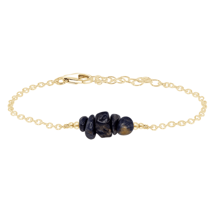 Chip Bead Bar Bracelet - Sapphire - 14K Gold Fill - Luna Tide Handmade Jewellery