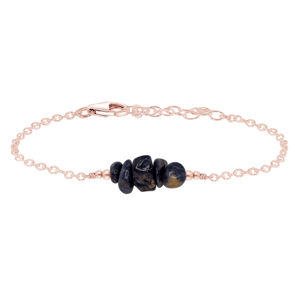 Chip Bead Bar Bracelet - Sapphire - 14K Rose Gold Fill - Luna Tide Handmade Jewellery