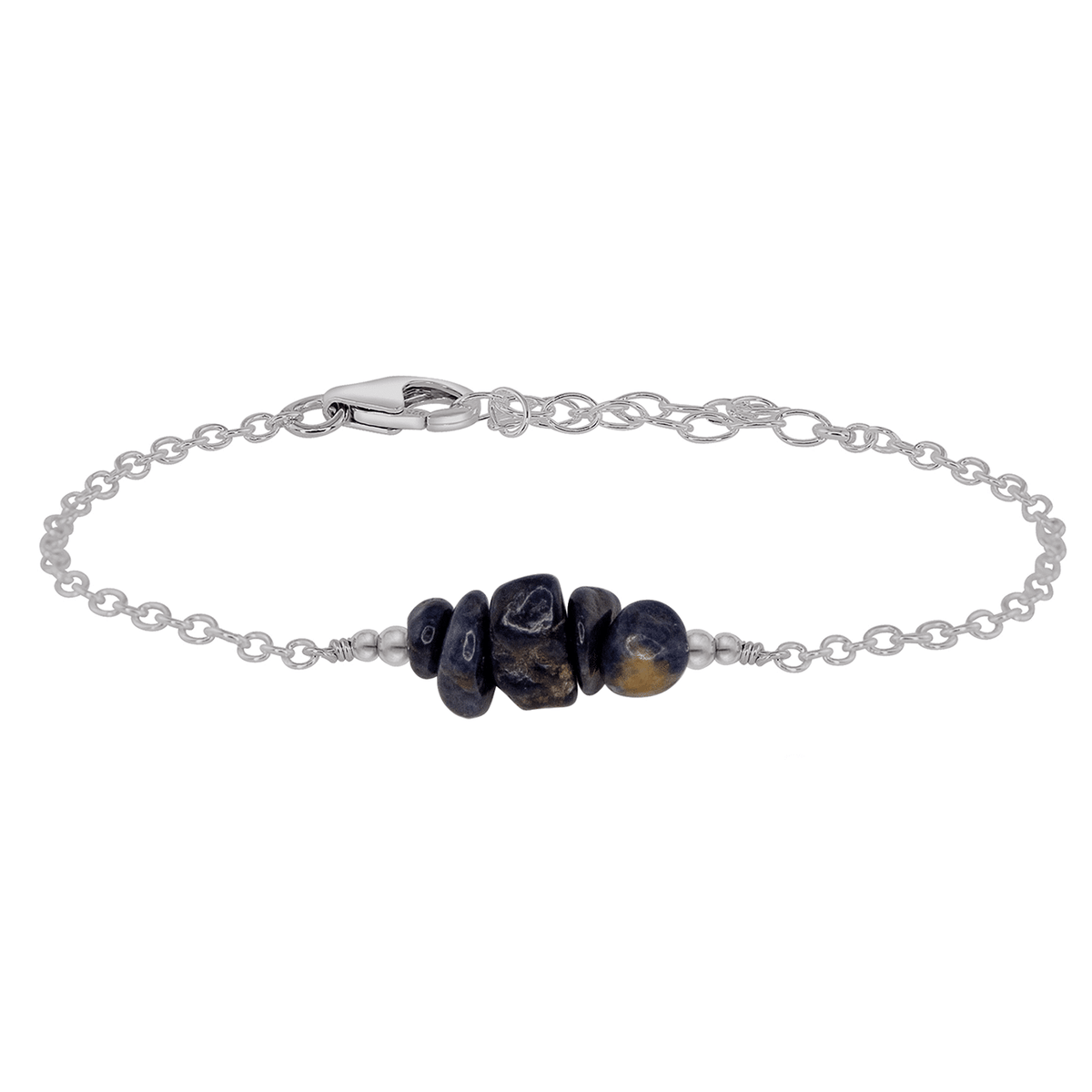 Chip Bead Bar Bracelet - Sapphire - Stainless Steel - Luna Tide Handmade Jewellery