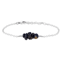 Chip Bead Bar Bracelet - Sapphire - Sterling Silver - Luna Tide Handmade Jewellery