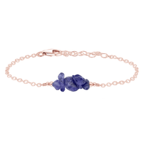 Chip Bead Bar Bracelet - Tanzanite - 14K Rose Gold Fill - Luna Tide Handmade Jewellery