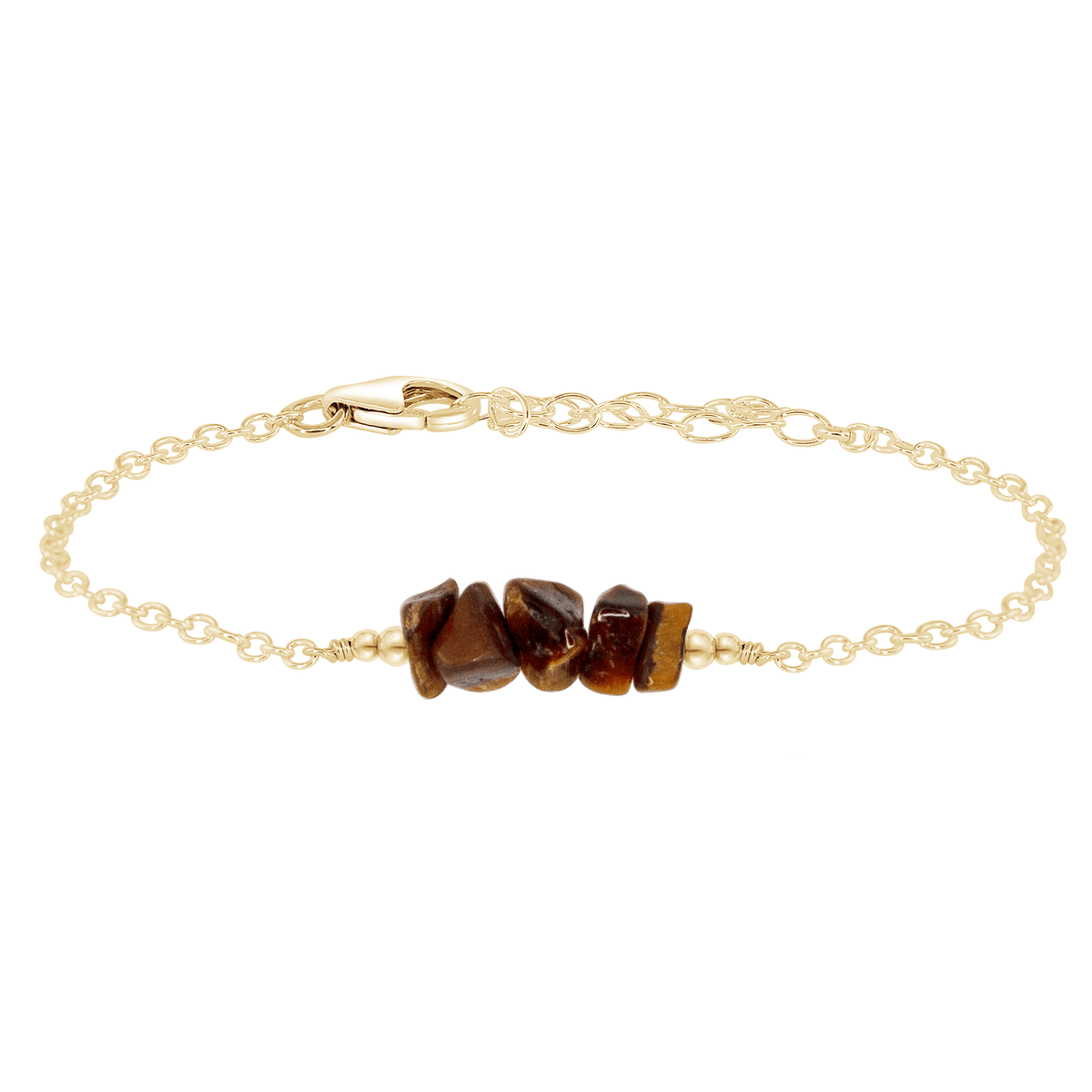 Chip Bead Bar Bracelet - Tigers Eye - 14K Gold Fill - Luna Tide Handmade Jewellery