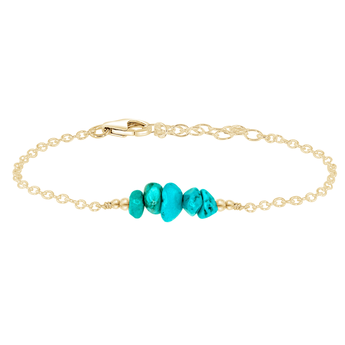 Chip Bead Bar Bracelet - Turquoise - 14K Gold Fill - Luna Tide Handmade Jewellery