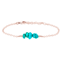 Chip Bead Bar Bracelet - Turquoise - 14K Rose Gold Fill - Luna Tide Handmade Jewellery