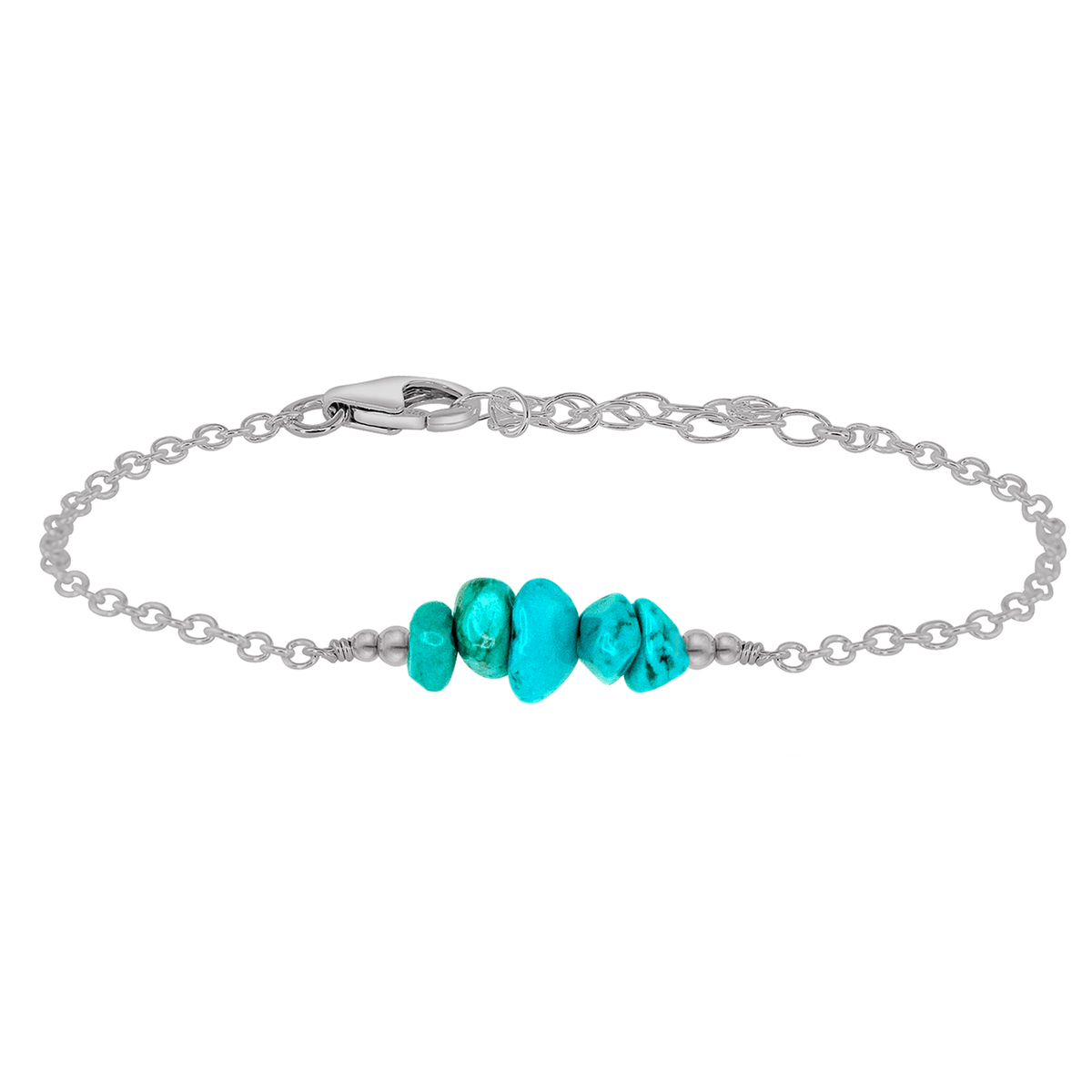 Chip Bead Bar Bracelet - Turquoise - Stainless Steel - Luna Tide Handmade Jewellery
