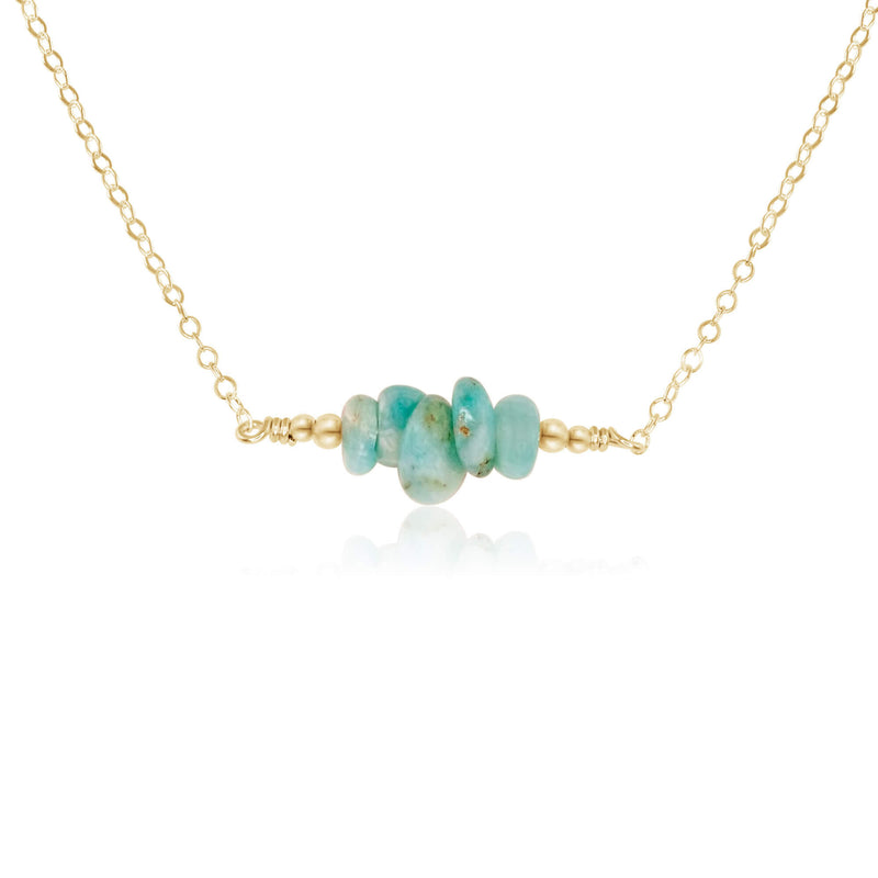 Chip Bead Bar Necklace - Amazonite - 14K Gold Fill - Luna Tide Handmade Jewellery