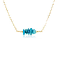 Chip Bead Bar Necklace - Apatite - 14K Gold Fill - Luna Tide Handmade Jewellery