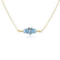Chip Bead Bar Necklace - Aquamarine - 14K Gold Fill - Luna Tide Handmade Jewellery