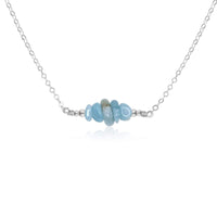 Chip Bead Bar Necklace - Aquamarine - Sterling Silver - Luna Tide Handmade Jewellery