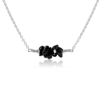 Chip Bead Bar Necklace - Black Onyx - Stainless Steel - Luna Tide Handmade Jewellery