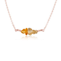 Chip Bead Bar Necklace - Citrine - 14K Rose Gold Fill - Luna Tide Handmade Jewellery