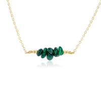 Chip Bead Bar Necklace - Emerald - 14K Gold Fill - Luna Tide Handmade Jewellery