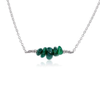 Chip Bead Bar Necklace - Emerald - Stainless Steel - Luna Tide Handmade Jewellery