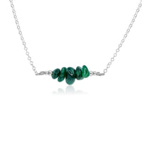 Chip Bead Bar Necklace - Emerald - Sterling Silver - Luna Tide Handmade Jewellery