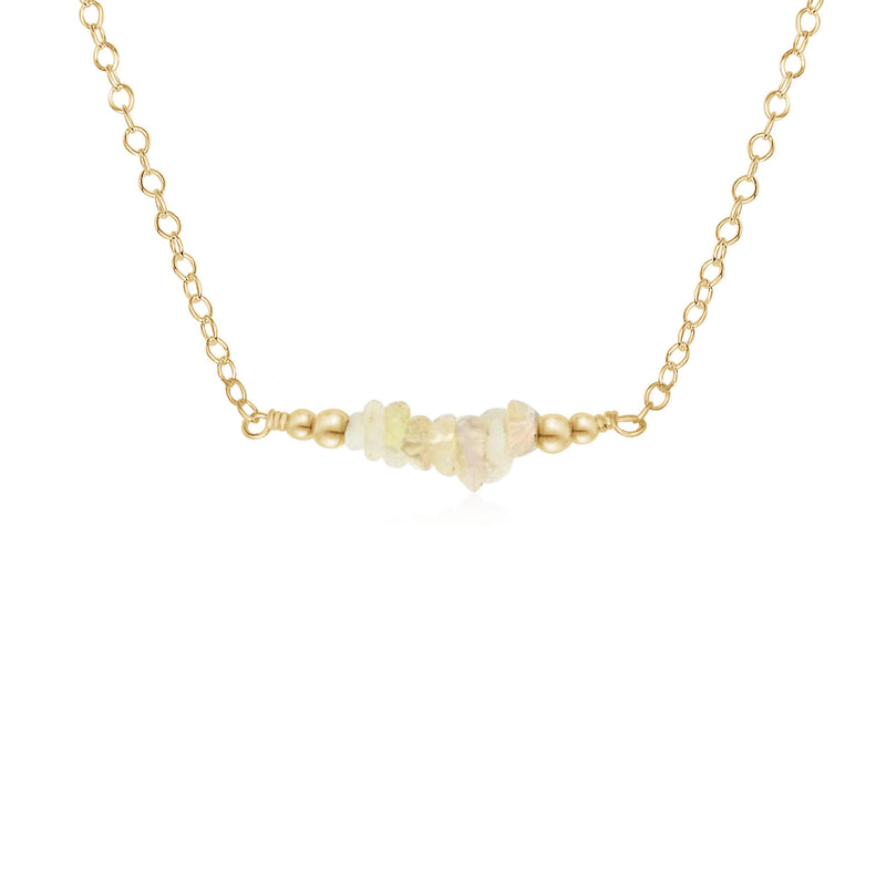 Chip Bead Bar Necklace - Ethiopian Opal - 14K Gold Fill - Luna Tide Handmade Jewellery
