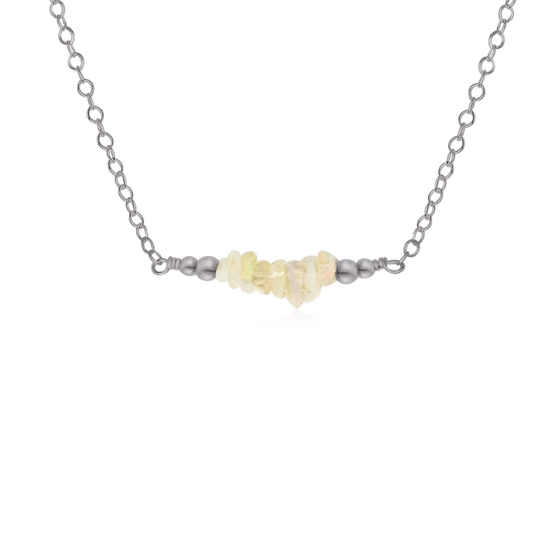 Chip Bead Bar Necklace - Ethiopian Opal - Stainless Steel - Luna Tide Handmade Jewellery