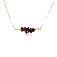 Chip Bead Bar Necklace - Garnet - 14K Gold Fill - Luna Tide Handmade Jewellery