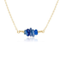 Chip Bead Bar Necklace - Kyanite - 14K Gold Fill - Luna Tide Handmade Jewellery