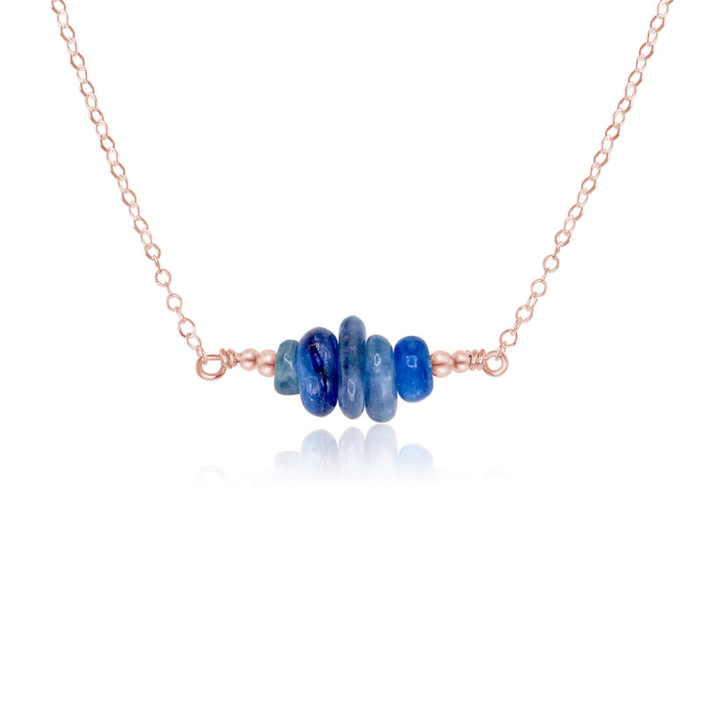 Chip Bead Bar Necklace - Kyanite - 14K Rose Gold Fill - Luna Tide Handmade Jewellery