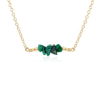 Chip Bead Bar Necklace - Malachite - 14K Gold Fill - Luna Tide Handmade Jewellery