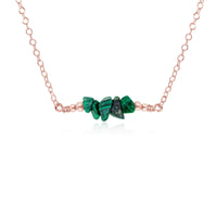 Chip Bead Bar Necklace - Malachite - 14K Rose Gold Fill - Luna Tide Handmade Jewellery