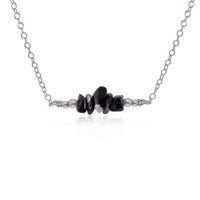 Chip Bead Bar Necklace - Obsidian - Stainless Steel - Luna Tide Handmade Jewellery