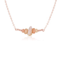 Chip Bead Bar Necklace - Pink Peruvian Opal - 14K Rose Gold Fill - Luna Tide Handmade Jewellery