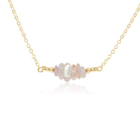 Chip Bead Bar Necklace - Rainbow Moonstone - 14K Gold Fill - Luna Tide Handmade Jewellery