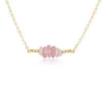 Chip Bead Bar Necklace - Rose Quartz - 14K Gold Fill - Luna Tide Handmade Jewellery
