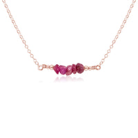 Chip Bead Bar Necklace - Ruby - 14K Rose Gold Fill - Luna Tide Handmade Jewellery