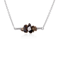 Chip Bead Bar Necklace - Smoky Quartz - Stainless Steel - Luna Tide Handmade Jewellery