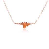 Chip Bead Bar Necklace - Sunstone - 14K Rose Gold Fill - Luna Tide Handmade Jewellery