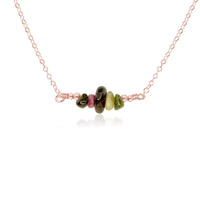 Chip Bead Bar Necklace - Tourmaline - 14K Rose Gold Fill - Luna Tide Handmade Jewellery
