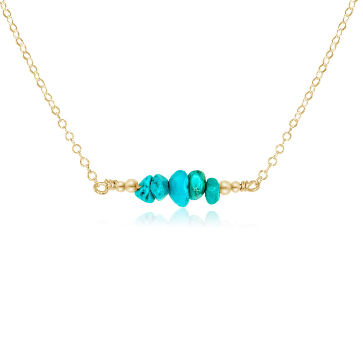Chip Bead Bar Necklace - Turquoise - 14K Gold Fill - Luna Tide Handmade Jewellery