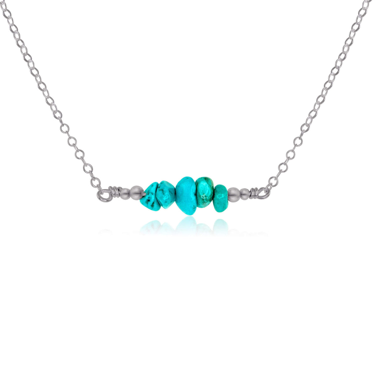 Chip Bead Bar Necklace - Turquoise - Stainless Steel - Luna Tide Handmade Jewellery