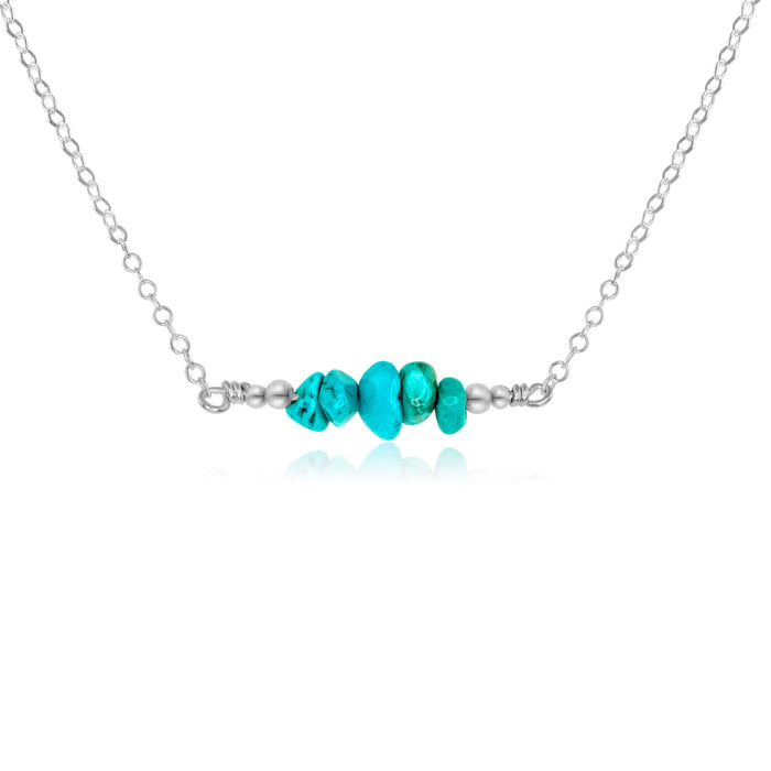 Chip Bead Bar Necklace - Turquoise - Sterling Silver - Luna Tide Handmade Jewellery