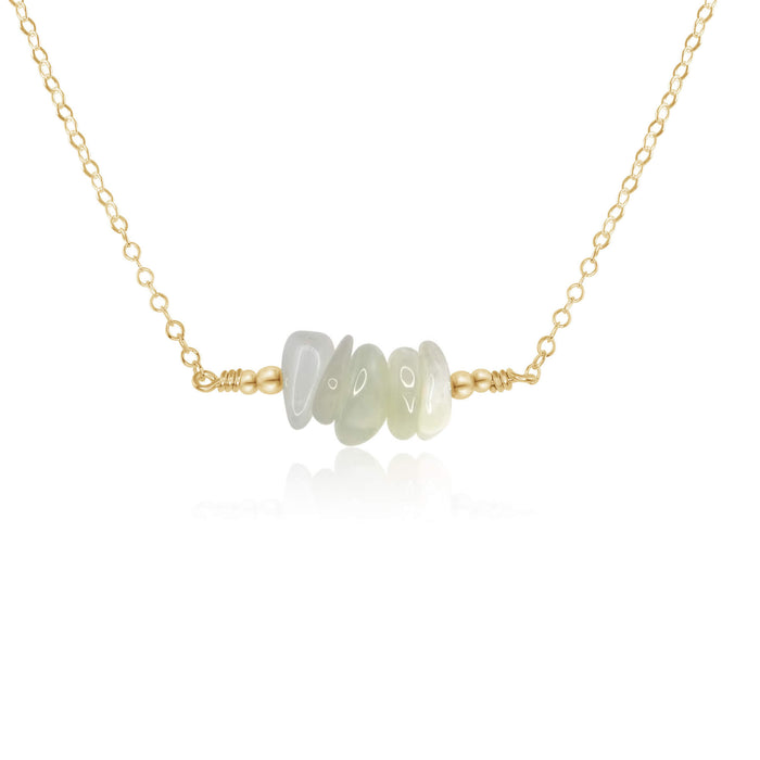 Chip Bead Bar Necklace - White Moonstone - 14K Gold Fill - Luna Tide Handmade Jewellery