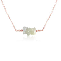 Chip Bead Bar Necklace - White Moonstone - 14K Rose Gold Fill - Luna Tide Handmade Jewellery